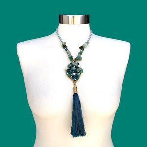 Jade Tassel Bead & Stones Long Necklace